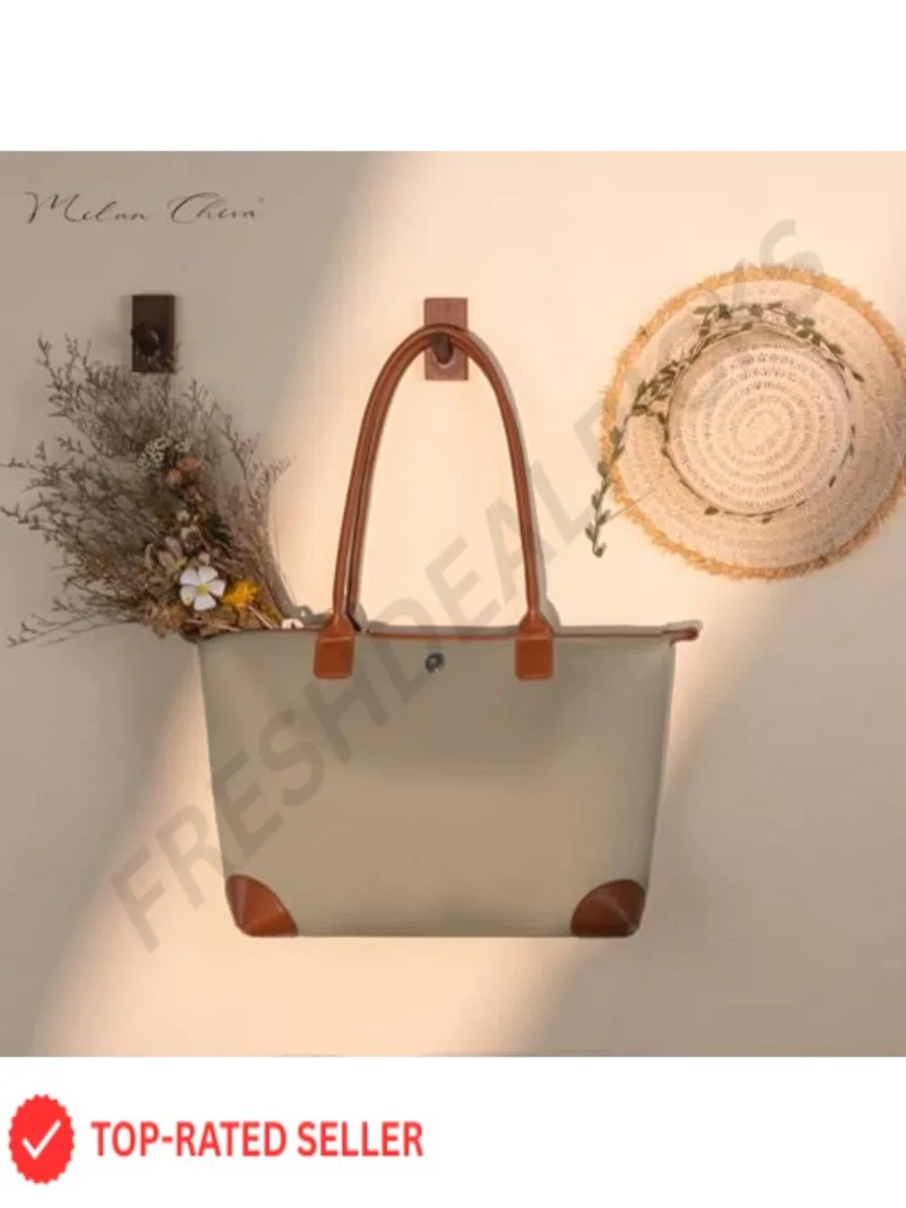 Large Nylon Tote Bag with Zipper Lightweight Foldable Shoulder Work Bag